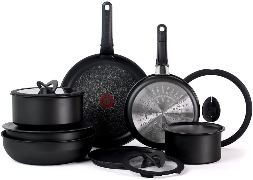 T-fal Ingenio Antihaft-Kochgeschirr-Set, 14-teilig, Induktion, ofenfest, 500 °C, abnehmbarer/abnehmbarer Griff, Küche, Töpfe und Pfannen, Wohnmobil, Camping, Bratpfannen, Kochtöpfe, spülmaschinenfest,